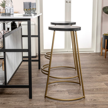 Hula 28.75" Modern Designer Iron Curved Backless Bar Stool - JONATHAN Y